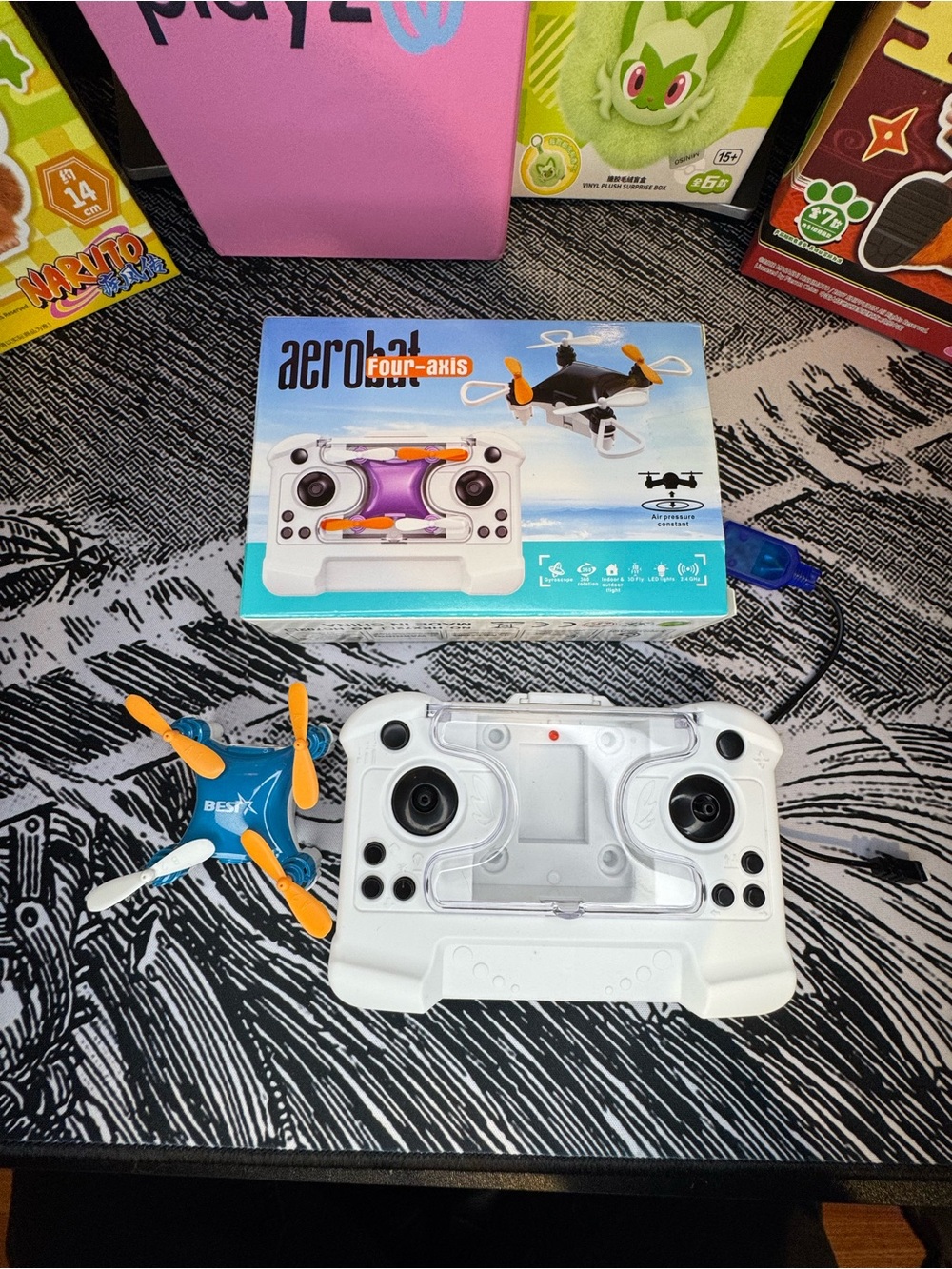 Aerobot Four-Axis Mini Drone with White Controller